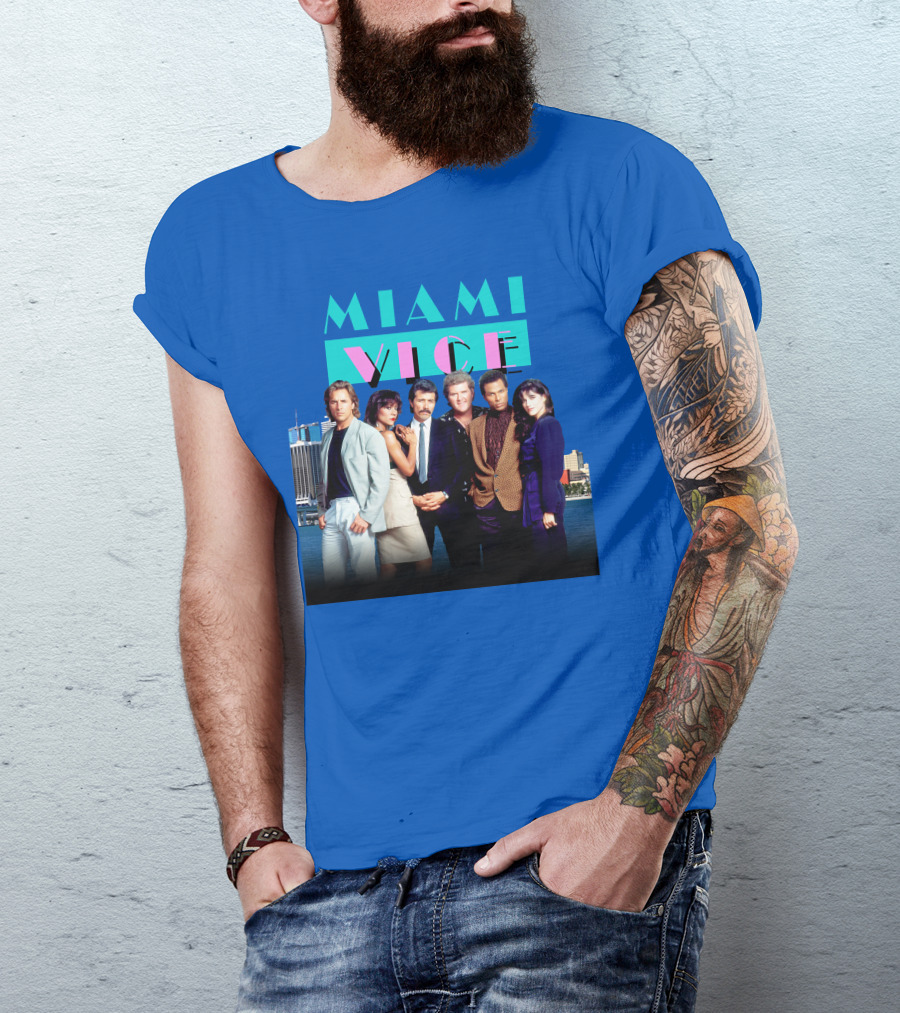 MIAMI VICE Retro Classic Cast Cityscape T-Shirt