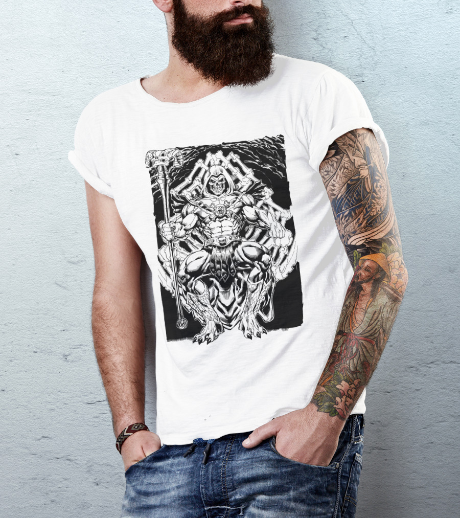 Skeletor Throne Artwork Masters Of The Universe Villain Motif T-Shirt