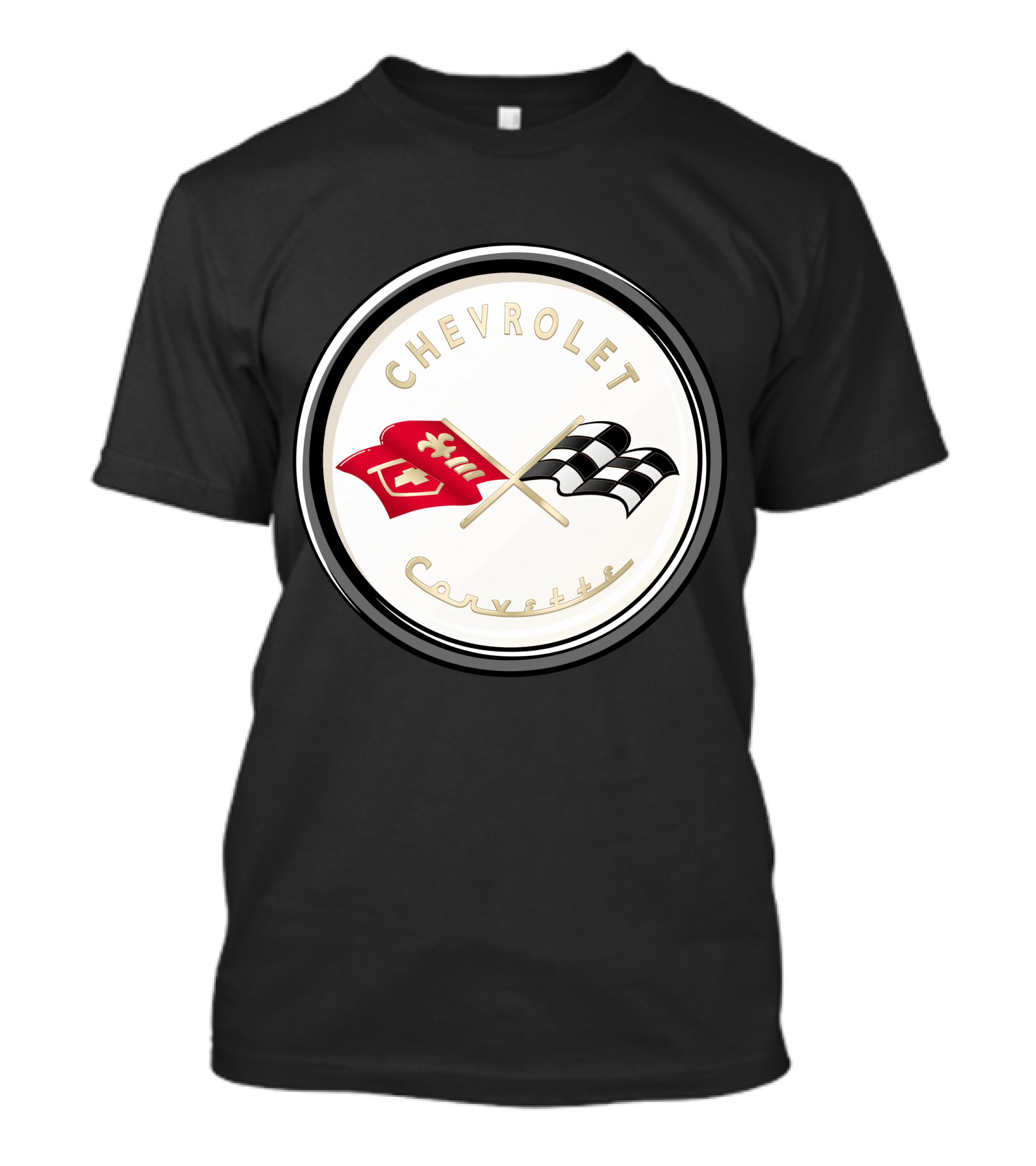 Chevrolet Corvette Emblem With Crossed Flags T-Shirt