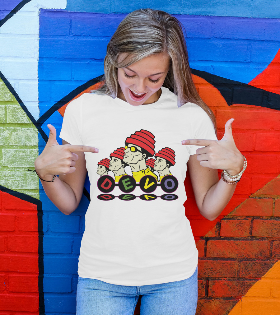 Devo Band Red Hats Yellow Shirts Sunglasses Iconic T-Shirt