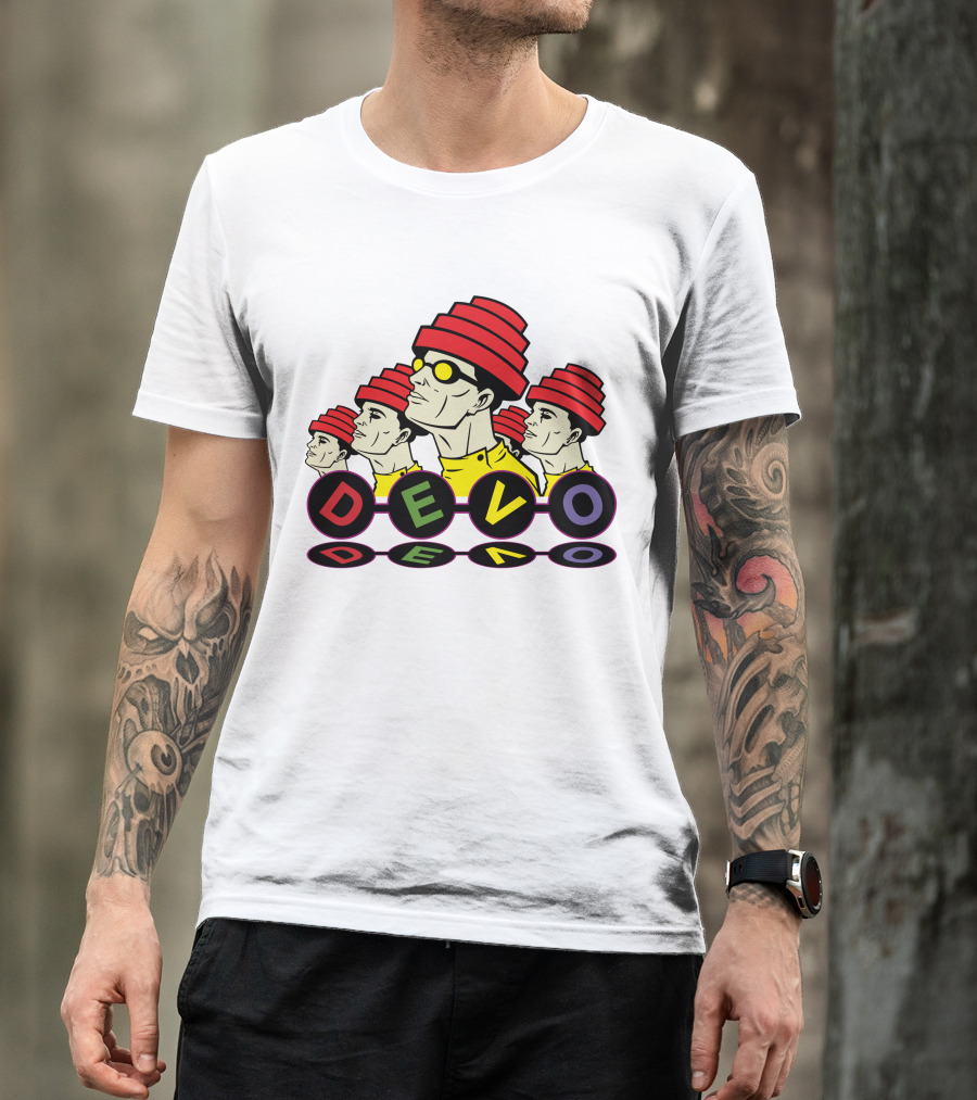 Devo Band Red Hats Yellow Shirts Sunglasses Iconic T-Shirt