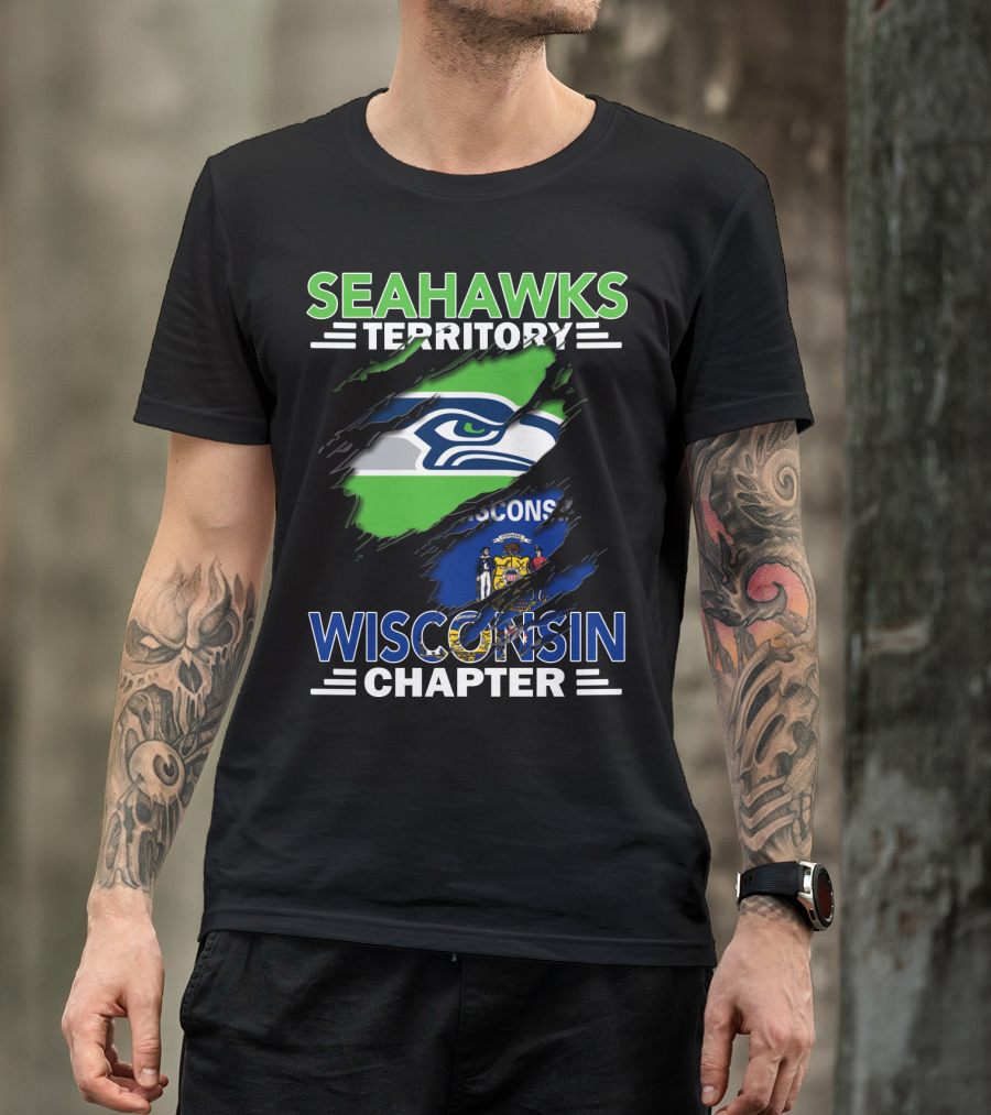 Seahawks Territory Wisconsin Chapter Ripped Flag T-Shirt