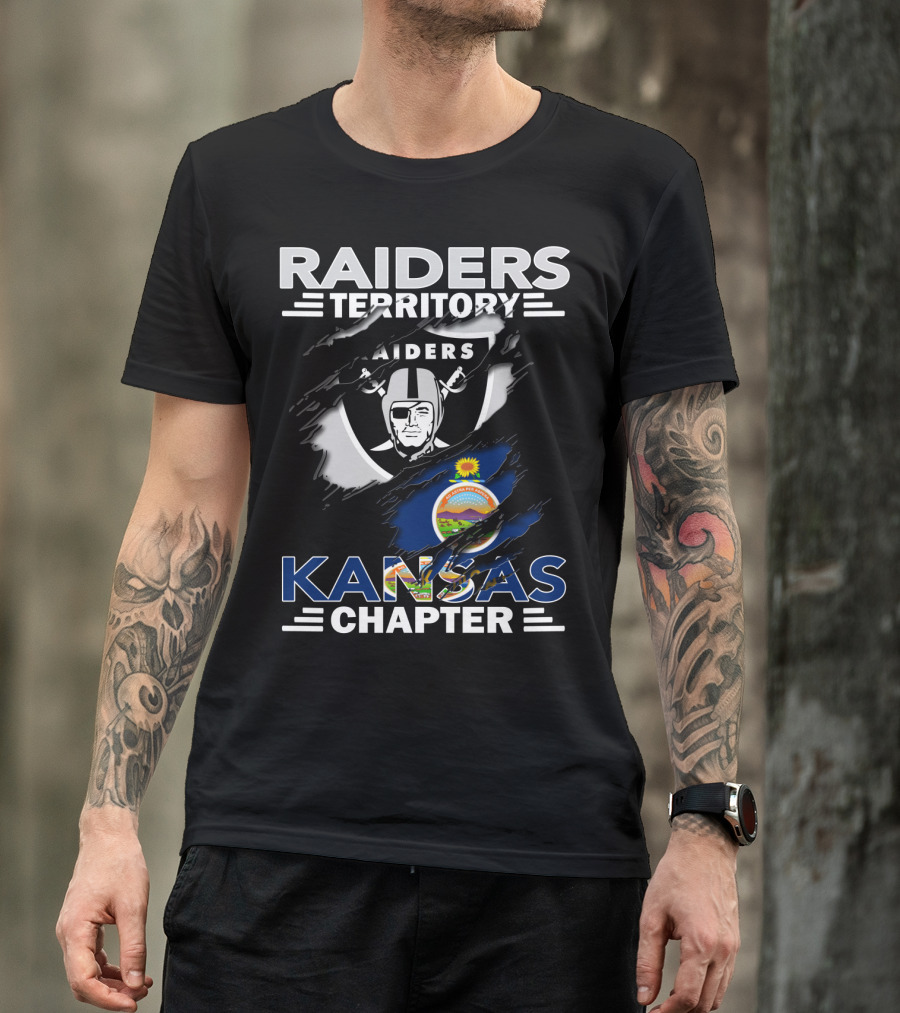Raiders Territory Kansas Chapter Flag Logo Torn Effect T-Shirt