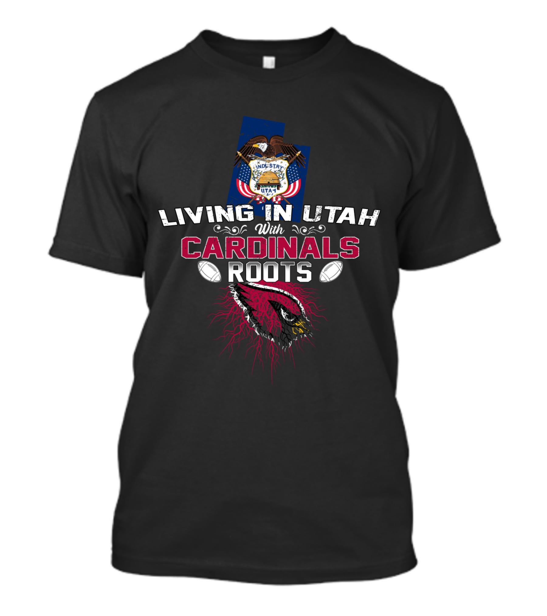 Living In Utah With Cardinals Roots Utah State Seal Football Cardinals T-Shirt