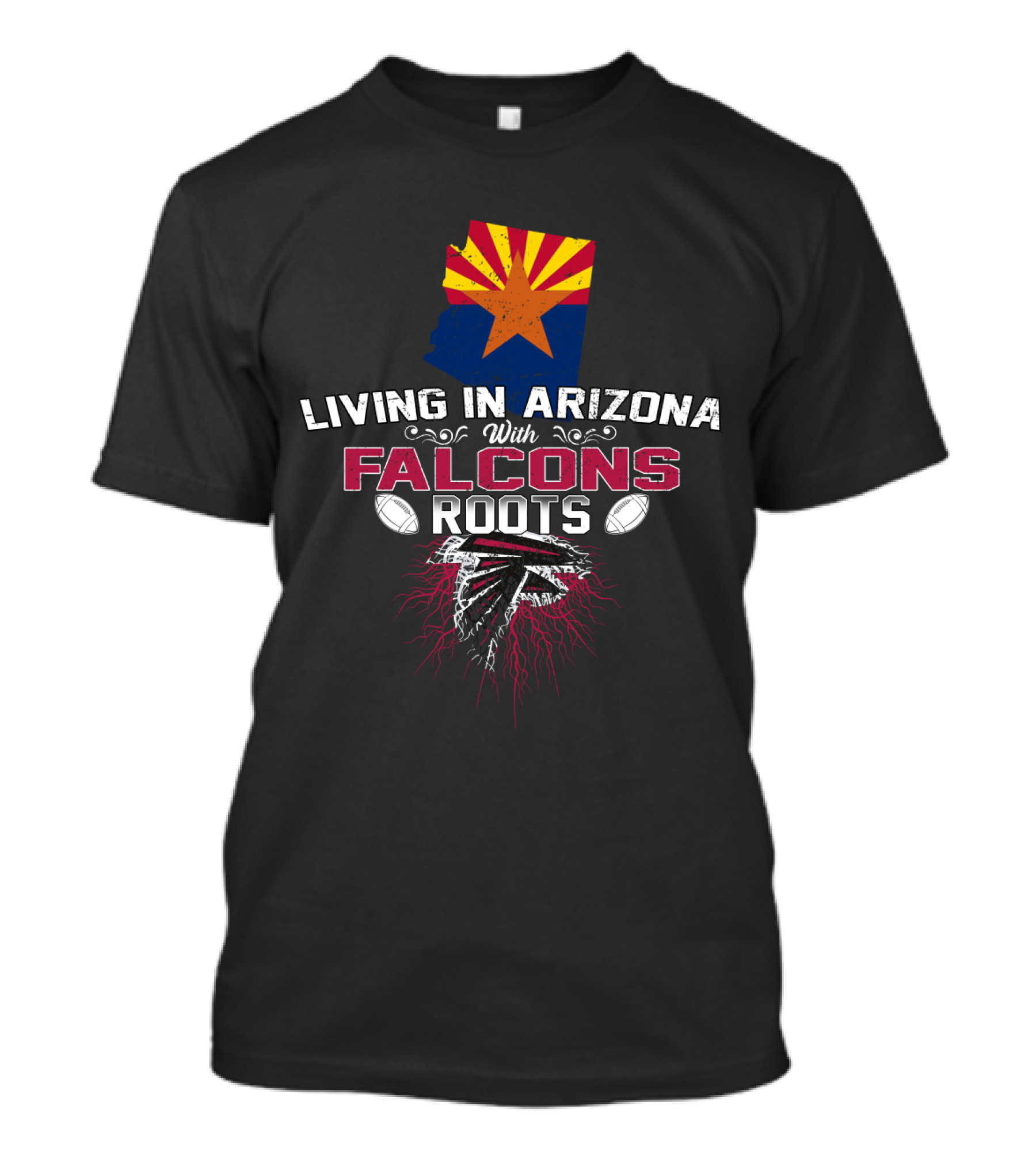 Living In Arizona With Atlanta Falcons Roots Football Map T-Shirt
