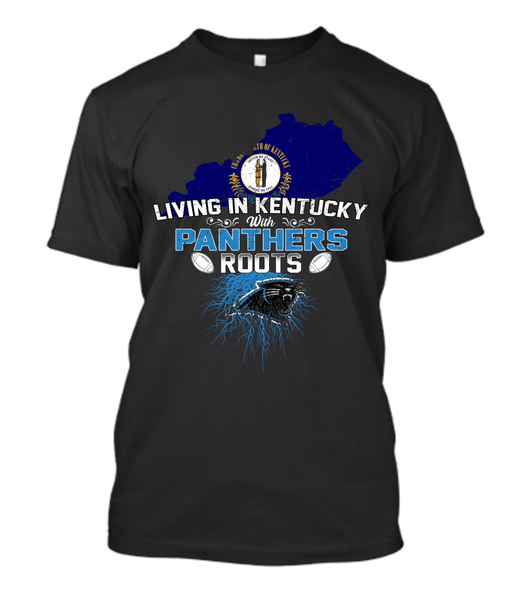 Living In Kentucky With Panthers Roots Football Heritage T-Shirt