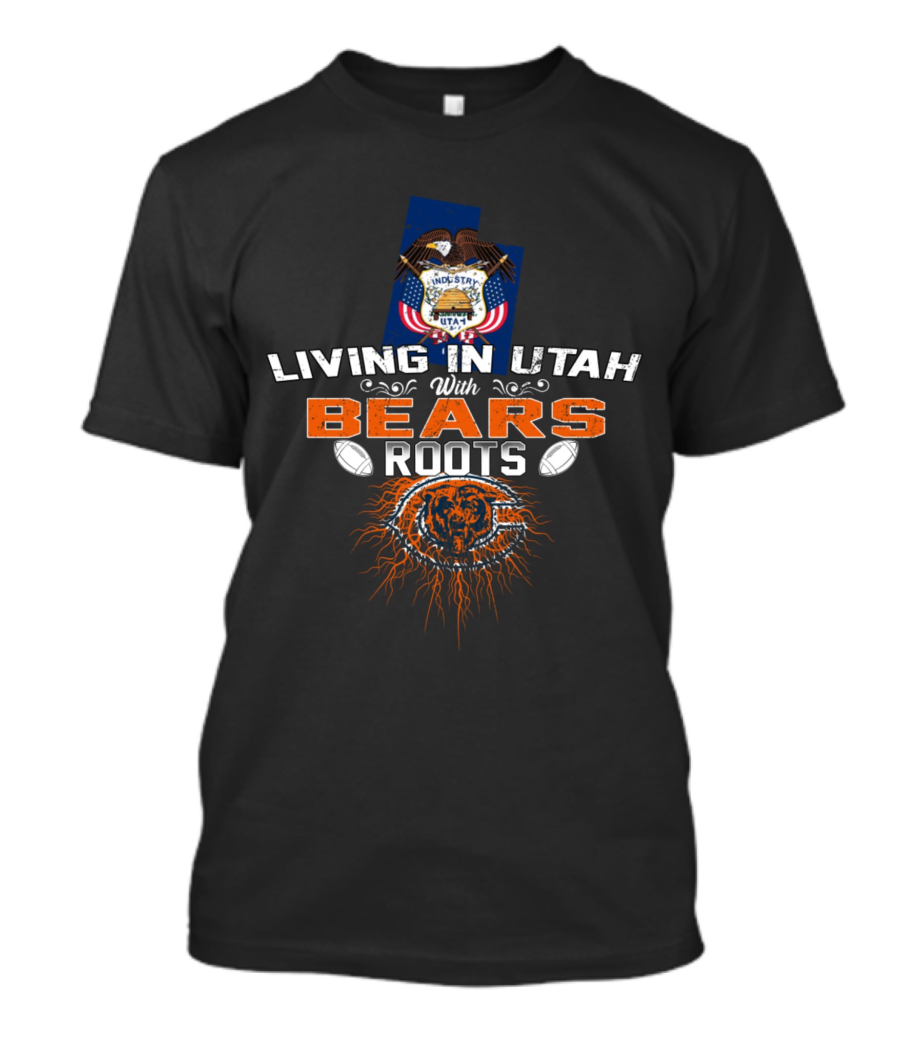 Living In Utah With Bears Roots And Chicago Emblem T-Shirt