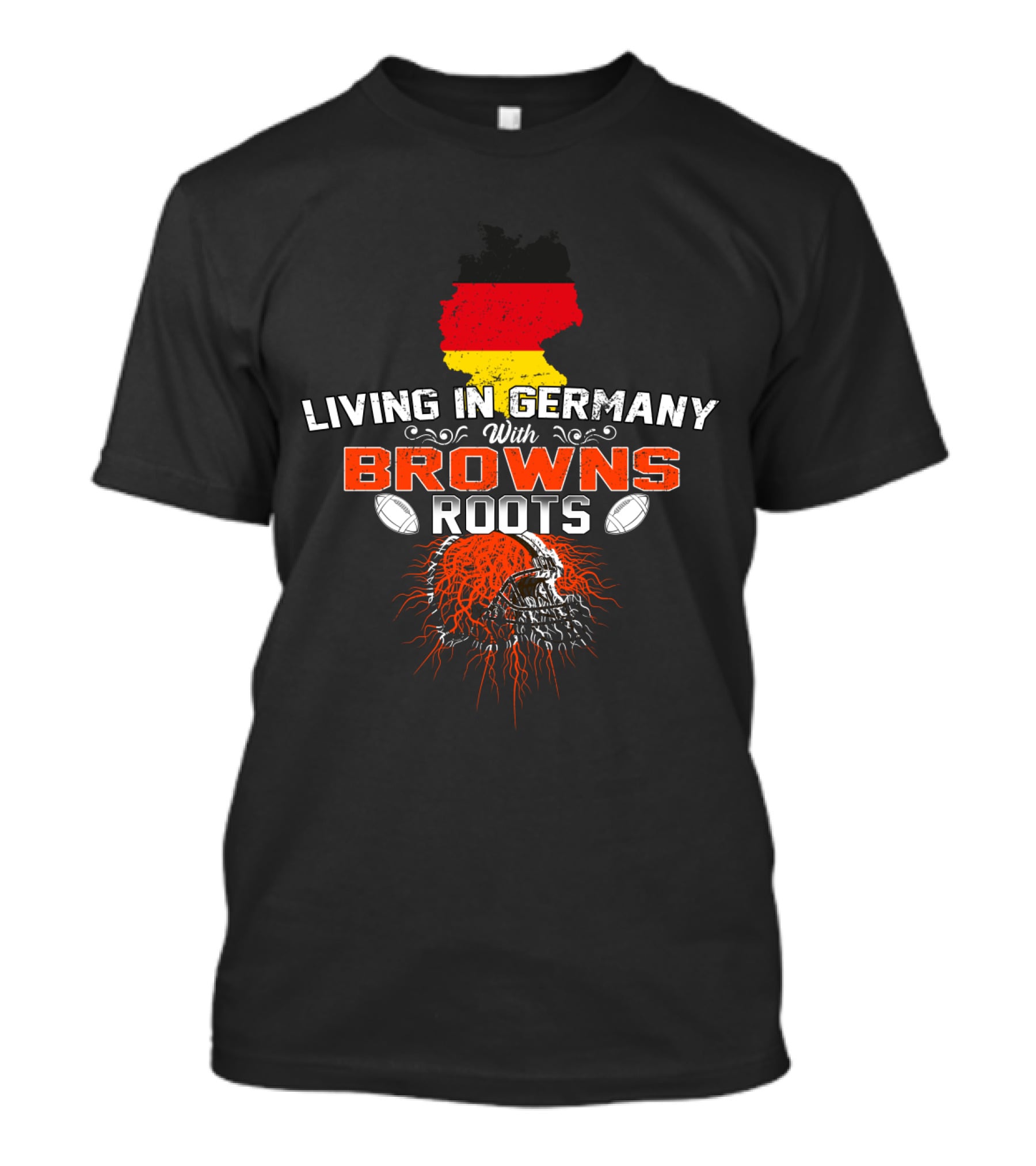 Living In Germany With Browns Roots And Football Helmet T-Shirt