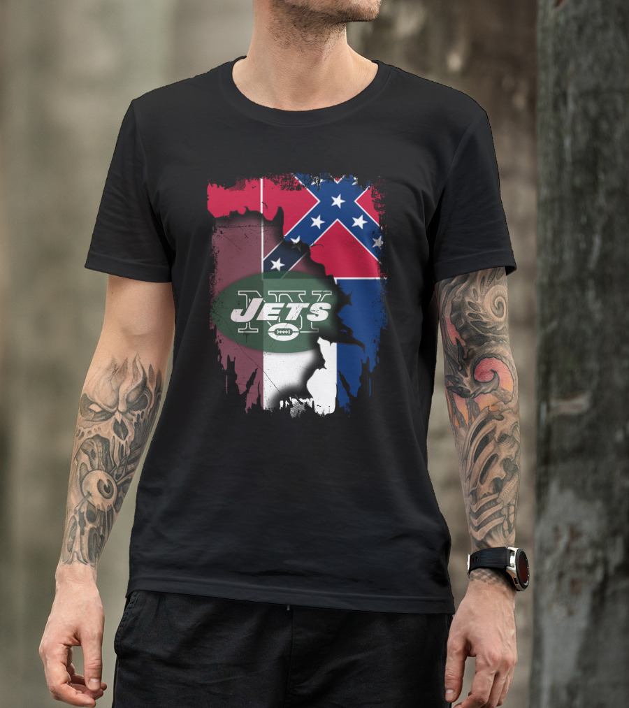 Jets New York Mississippi Confederate Flag T-Shirt