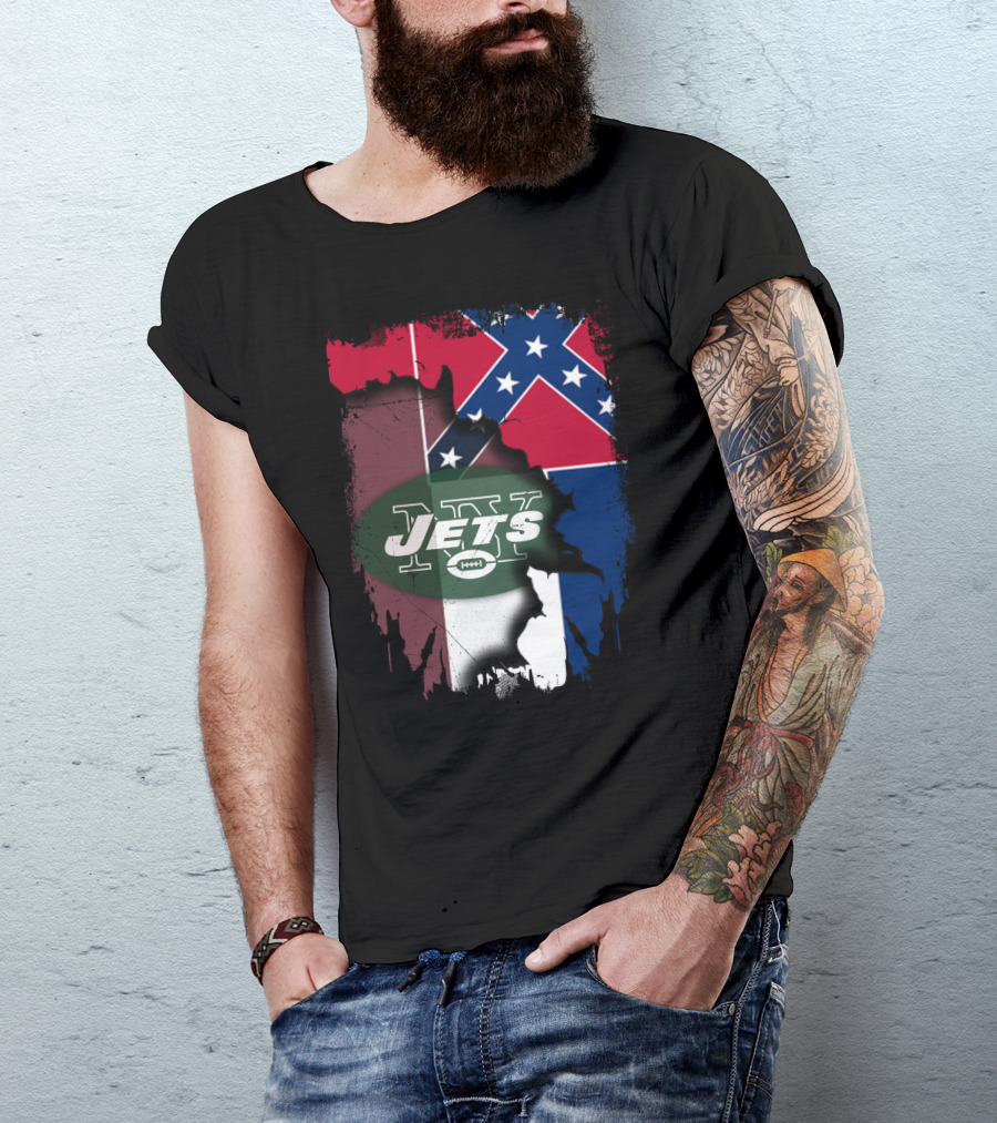 Jets New York Mississippi Confederate Flag T-Shirt