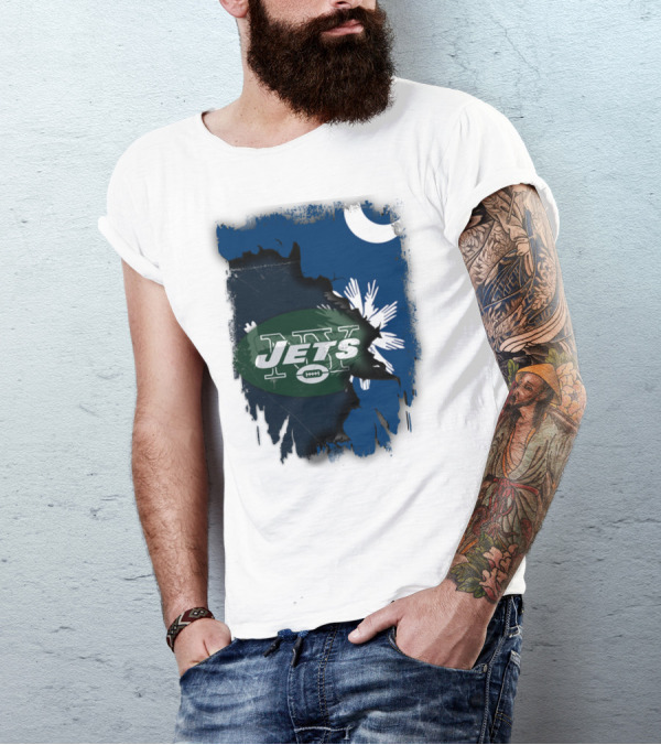 Jets With South Carolina State Flag And Crescent Moon Background T-Shirt