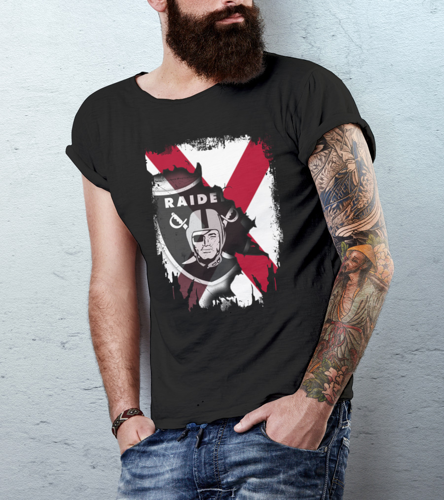 Raiders Logo With Alabama Flag Background T-Shirt