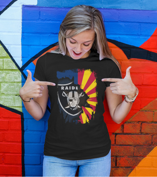 Arizona Flag With Raiders Logo Fusion T-Shirt