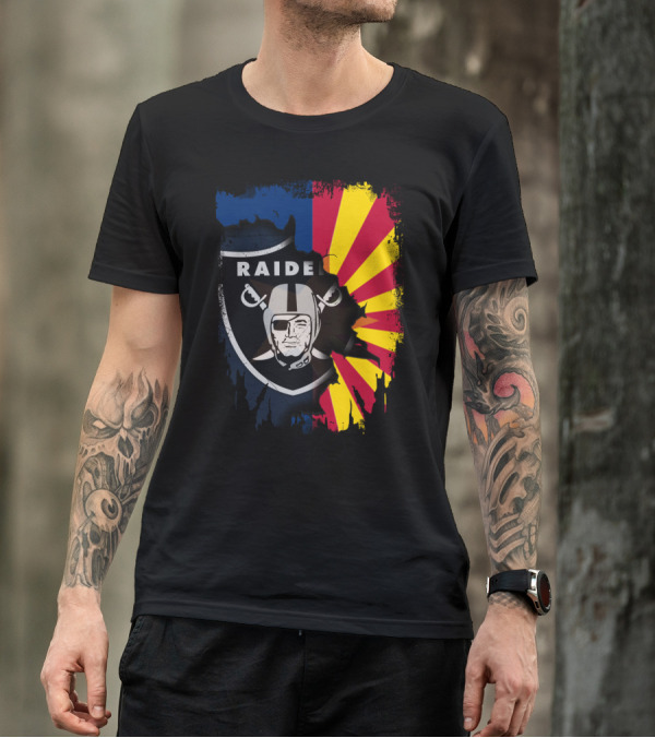 Arizona Flag With Raiders Logo Fusion T-Shirt