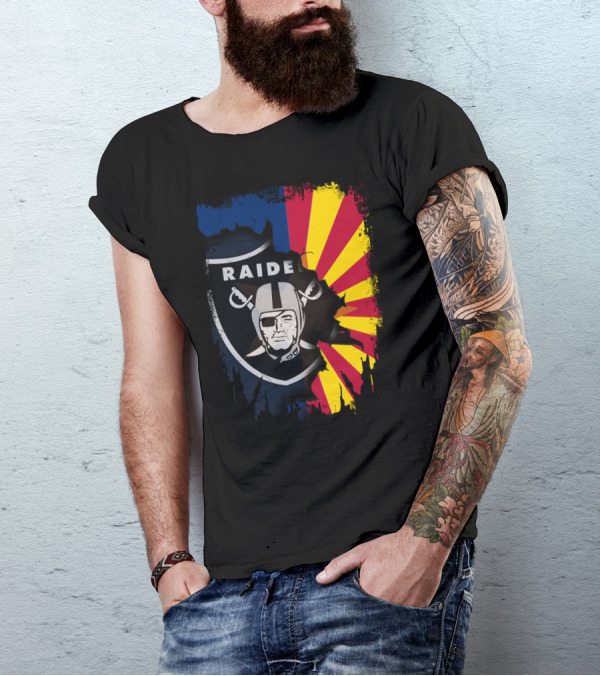 Arizona Flag With Raiders Logo Fusion T-Shirt