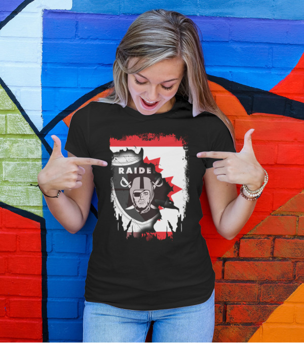 Together Canada With Raiders Iconic Emblem Maple Leaf Integration T-Shirt