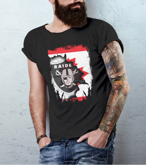 Together Canada With Raiders Iconic Emblem Maple Leaf Integration T-Shirt