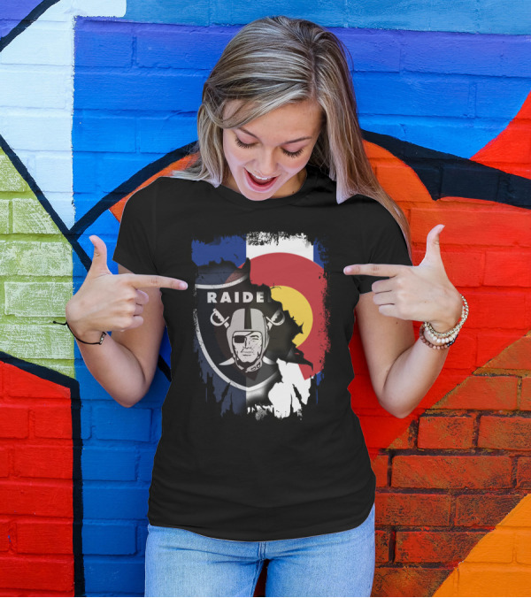 Colorado Flag Overlay With Raiders Logo Fusion T-Shirt