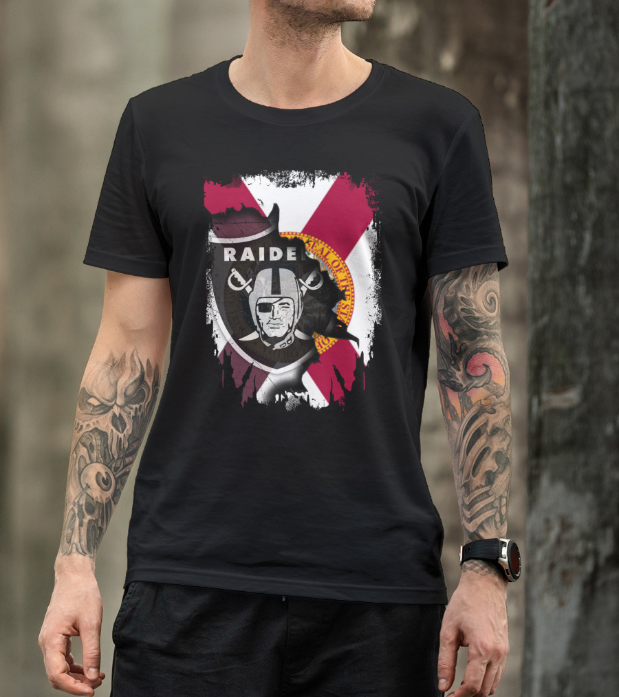 Florida Raiders United With State Seal And Bold X Flag T-Shirt