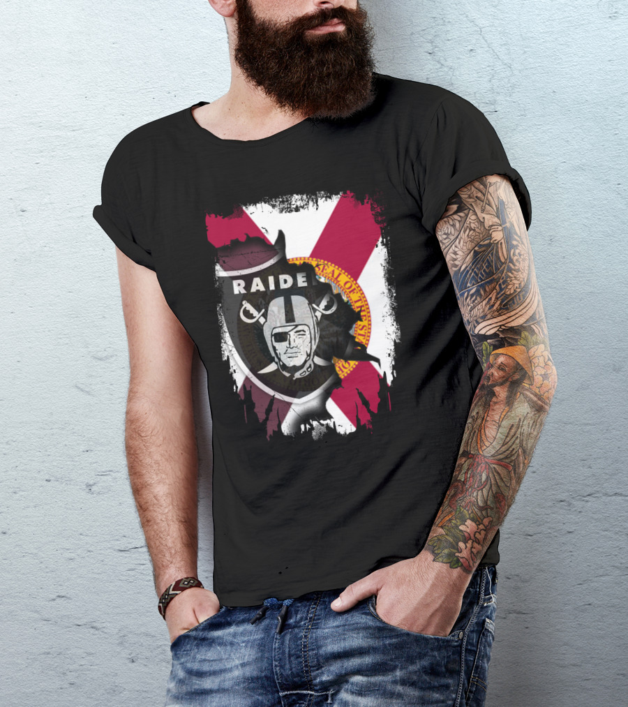Florida Raiders United With State Seal And Bold X Flag T-Shirt