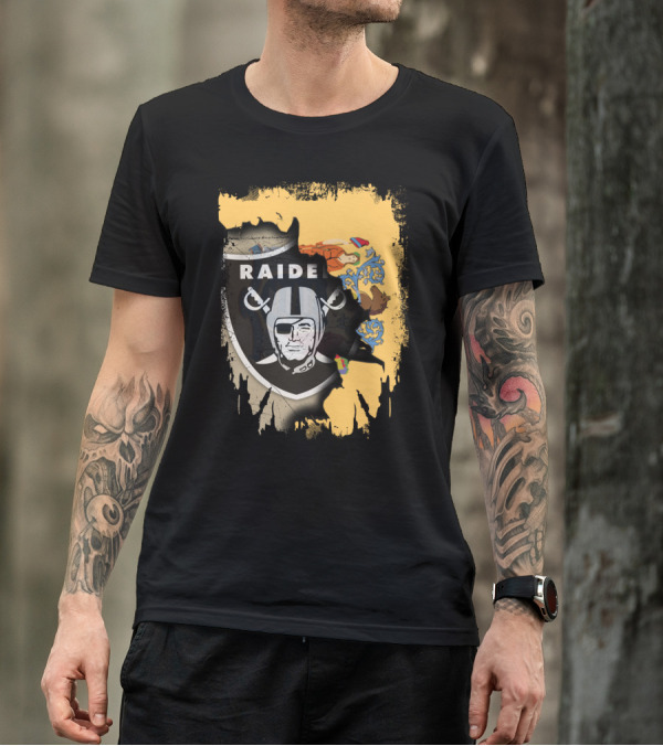 New Jersey Raiders Shield Over State Flag Elements T-Shirt