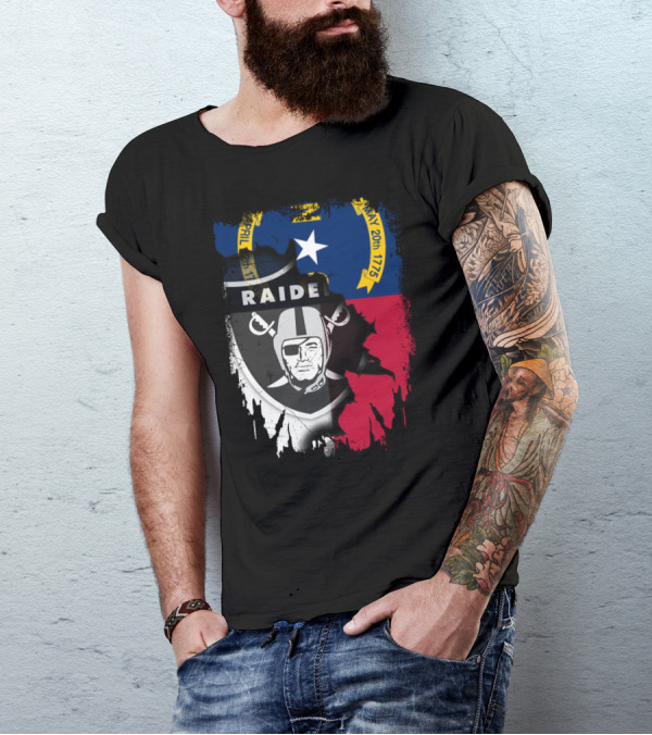 North Carolina Flag With Raiders April T-Shirt