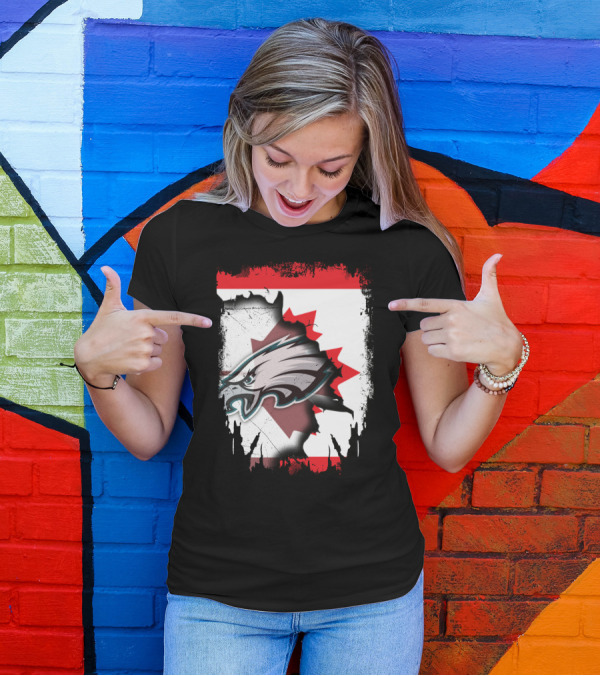 Together Canada Philadelphia Eagles Maple Leaf Rip T-Shirt