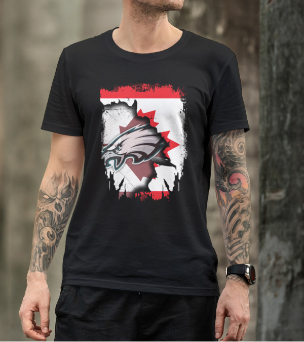 Together Canada Philadelphia Eagles Maple Leaf Rip T-Shirt