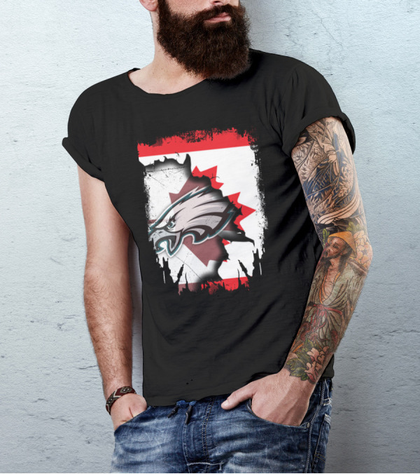 Together Canada Philadelphia Eagles Maple Leaf Rip T-Shirt