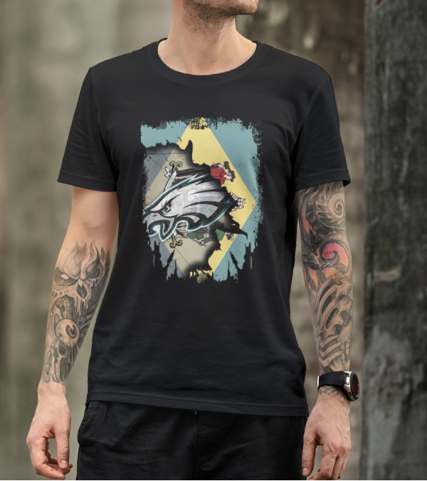 Delaware Flag With Philadelphia Eagles Logo Fusion T-Shirt