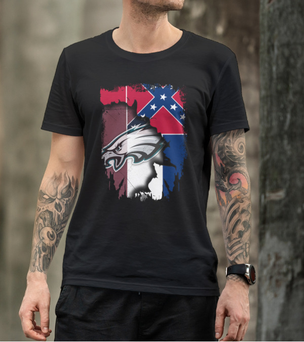 Mississippi Eagles With Confederate Flag Background T-Shirt