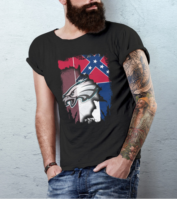 Mississippi Eagles With Confederate Flag Background T-Shirt