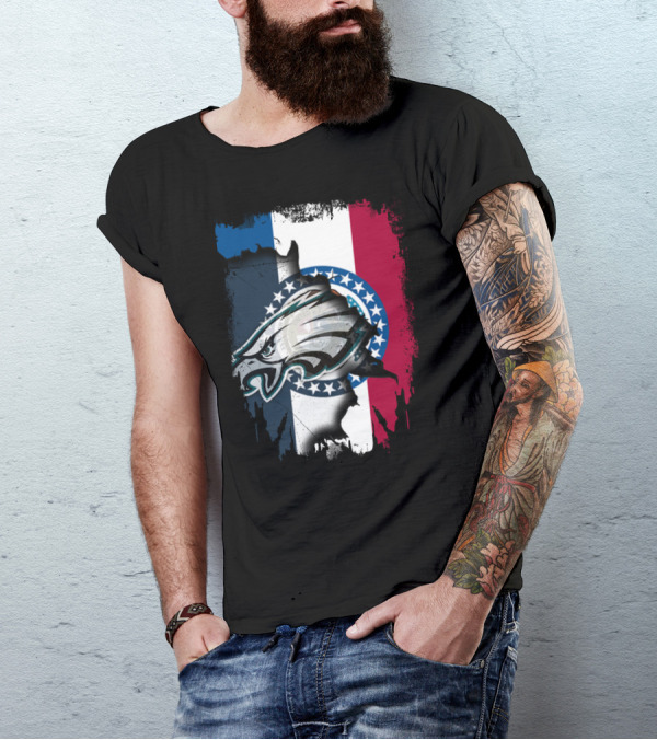 Missouri State Flag Background With Eagles NFL Team T-Shirt