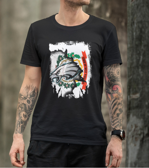 State Of West Virginia With Eagles Emblem T-Shirt