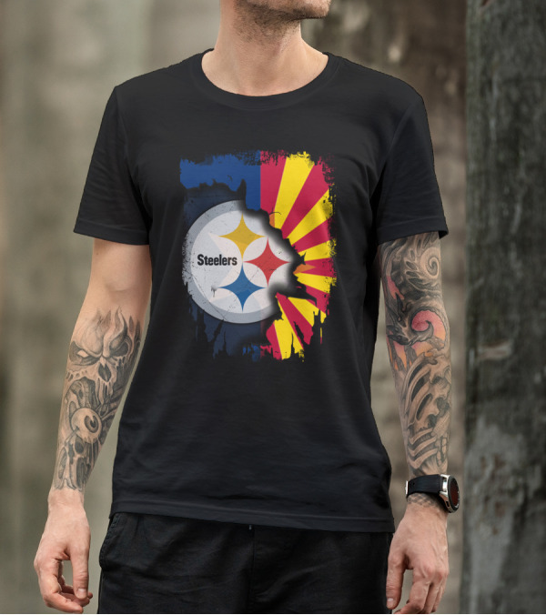 Steelers Logo With Arizona Flag Background T-Shirt