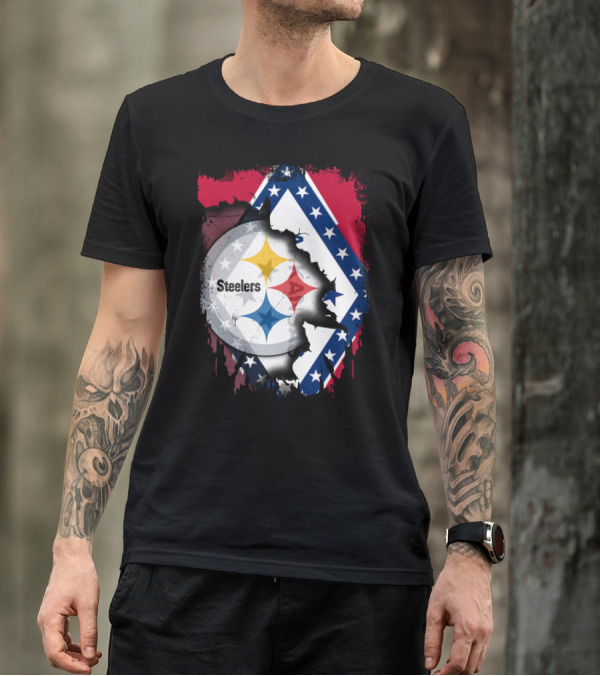 Steelers Meets Arkansas Flag Fusion T-Shirt