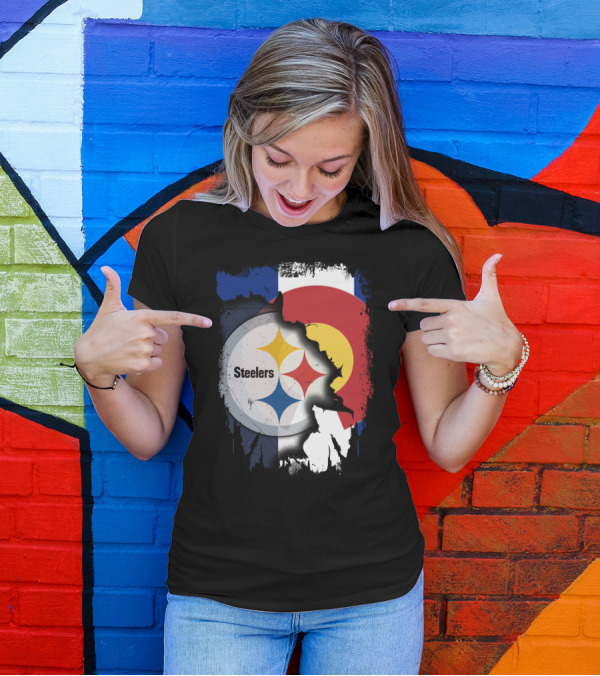 Steelers And Colorado Flag Fusion T-Shirt