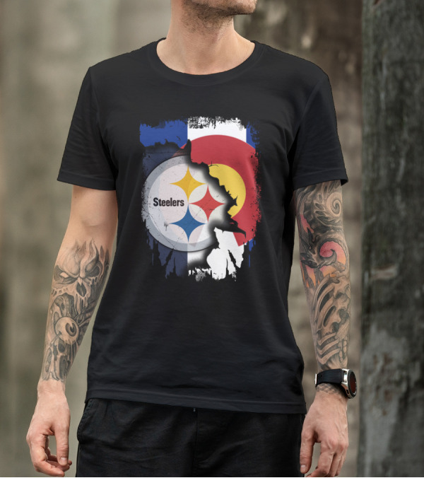 Steelers And Colorado Flag Fusion T-Shirt