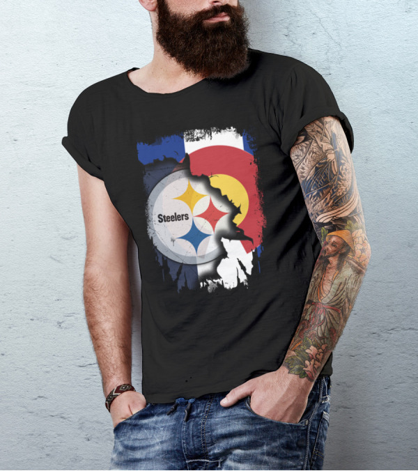 Steelers And Colorado Flag Fusion T-Shirt