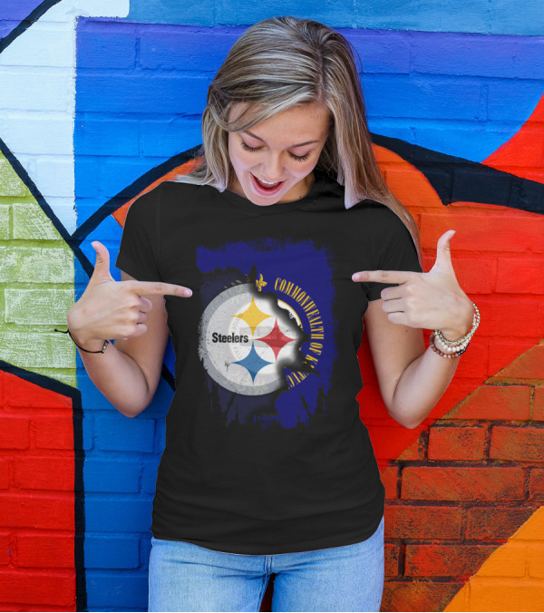 Commonwealth Of Kentucky With Steelers Football T-Shirt