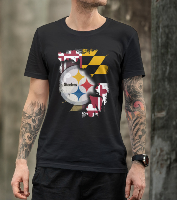 Together Maryland Flag Steelers Logo Fusion T-Shirt