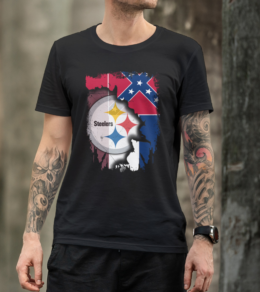 Together Mississippi With Steelers Logo And Confederate Flag T-Shirt