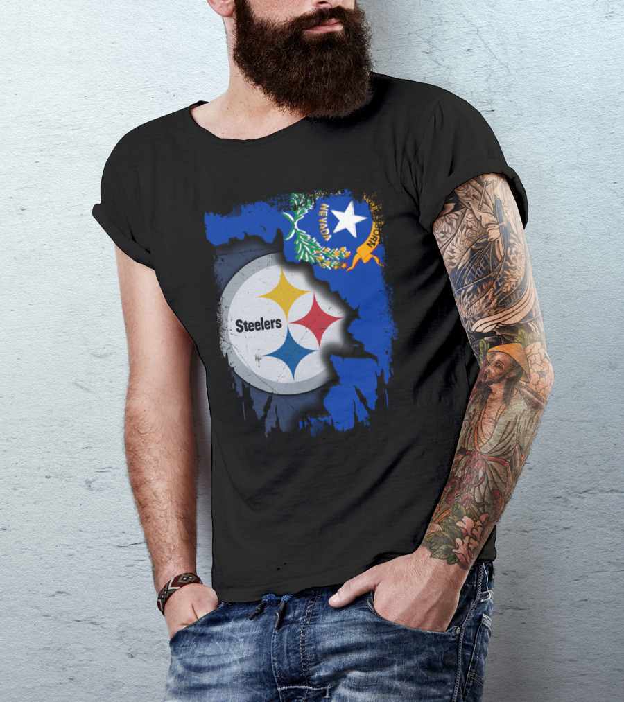 Nevada Steelers Fan Collaboration With State Flag Elements T-Shirt