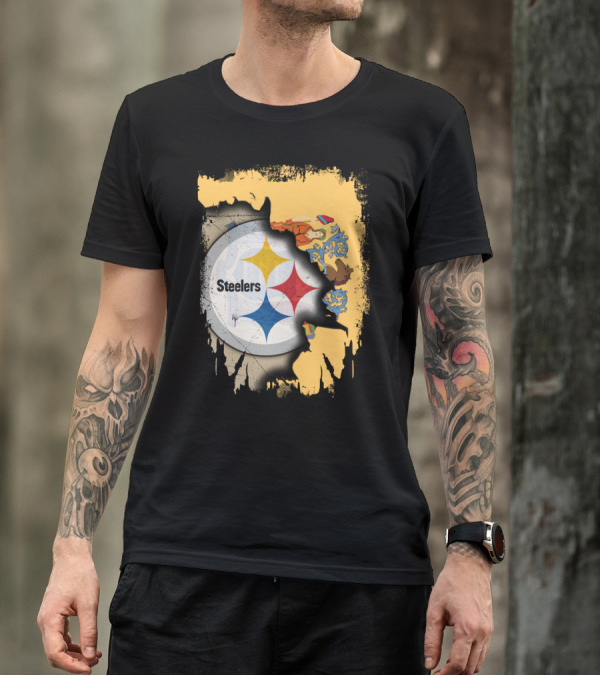 Steelers Logo Within New Jersey Map T-Shirt