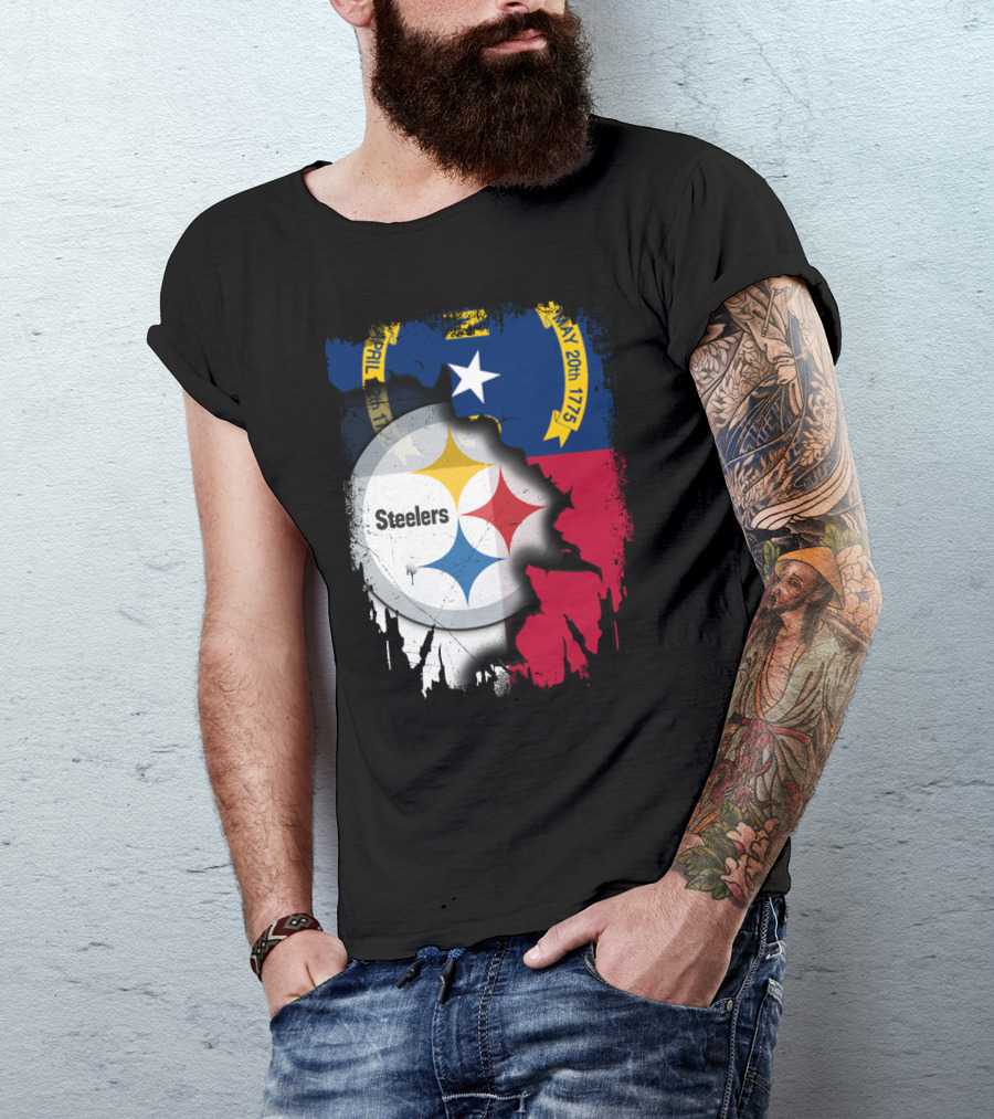 Together North Carolina With Steelers Logo Fusion T-Shirt