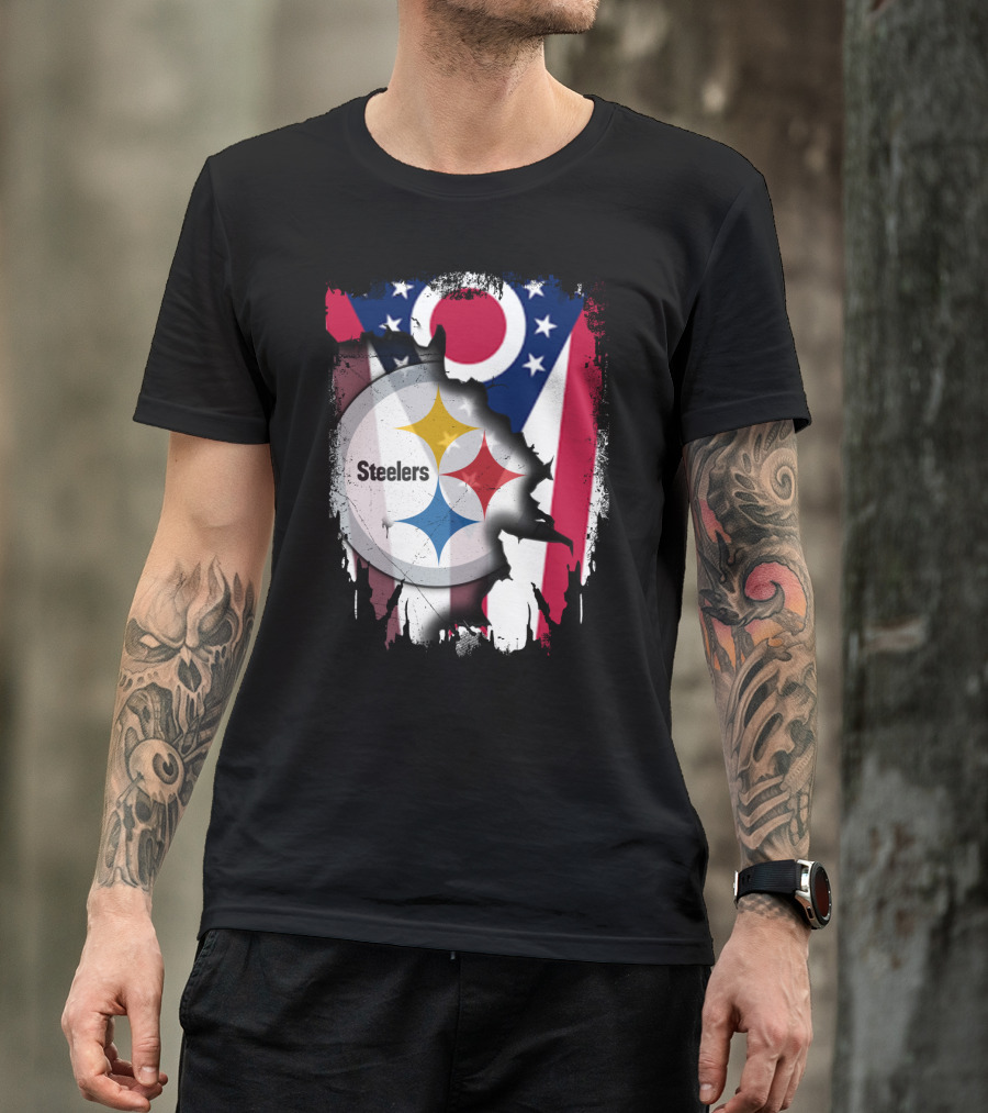 Ohio Steelers Fusion With Flag T-Shirt