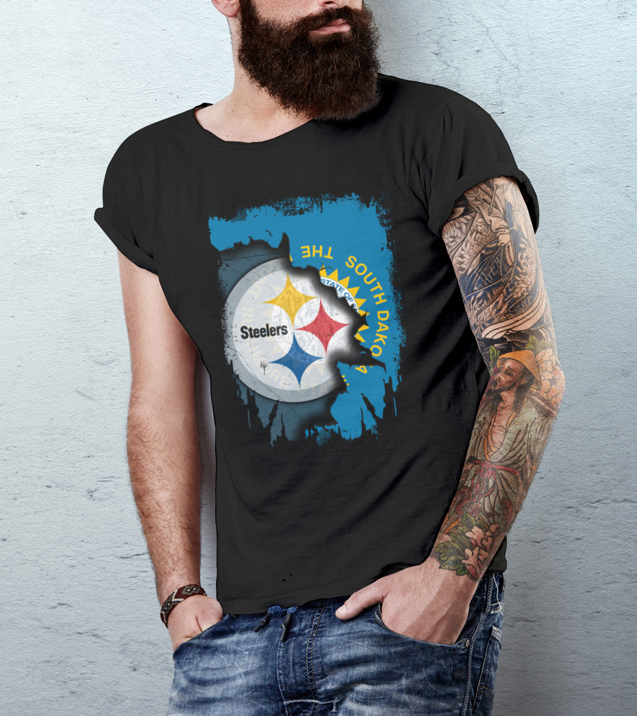 South Dakota State Flag With Steelers Logo Integration T-Shirt