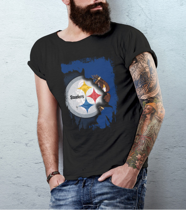 Steelers Eagle Emblem Artwork With Together Utah Integration T-Shirt