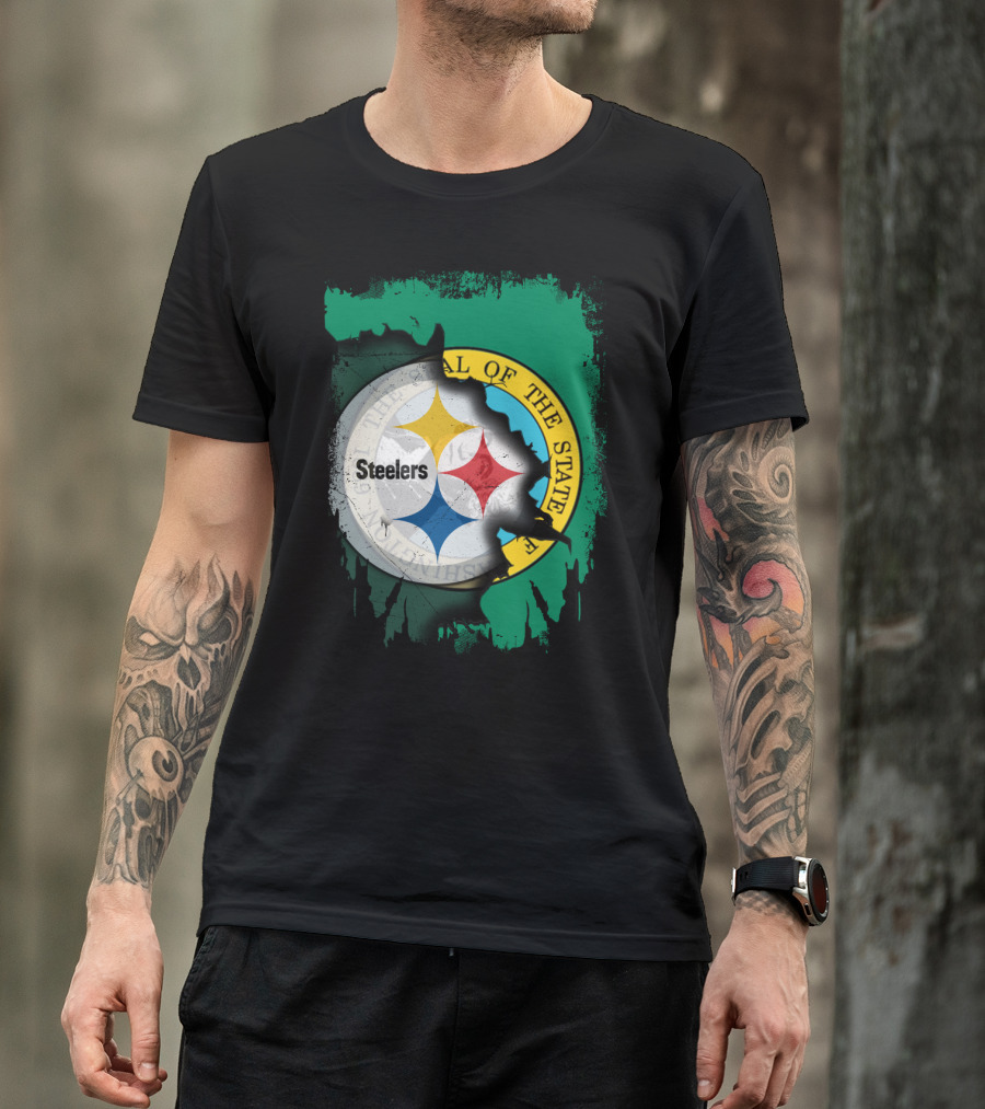 Washington State Meets Steelers Football Emblem T-Shirt