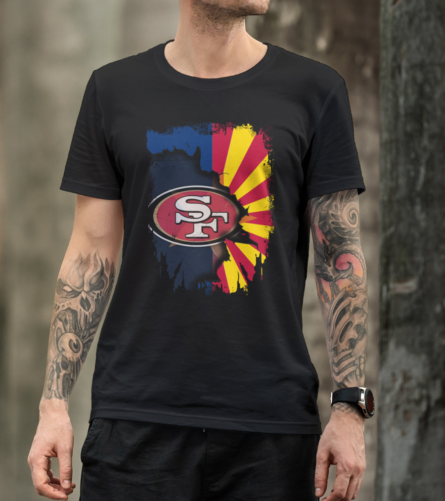 SF Arizona Flag Fusion Together 49ers T-Shirt
